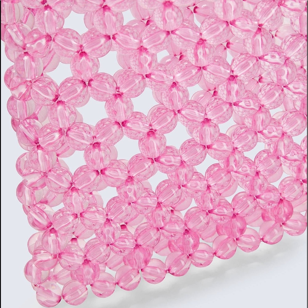 Pink clear beaded woven pink clear crossbody bag - Picture 13 of 15